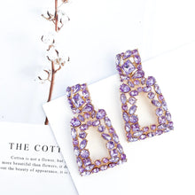 Load image into Gallery viewer, Verona Crystal Purple Door Knocker Statement Earrings
